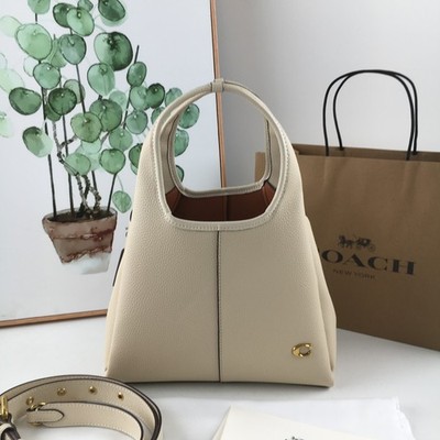 Coach Outlet CM545 Lana Shoulder Bag 23 Polished Pebble Leather Ivory Gold NWT