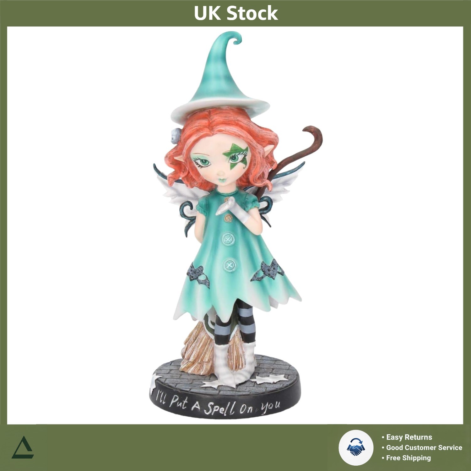 Captivating Fairy Figurine Hand-Painted Blue Ornament 23.5cm Enchanting Decor