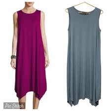 Eileen Fisher Viscose Jersey Calf-length Handkerchief Hem Tank Midi Dress Size S
