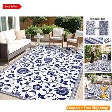 Versatile Waterproof 5x8 Outdoor Rug Reversible Floral for Patio Deck