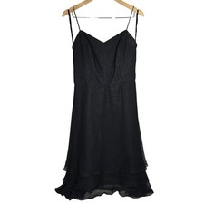 WTOO by Watters & Watters Black Tiered Chiffon Cocktail Dress Size 10 Style 834