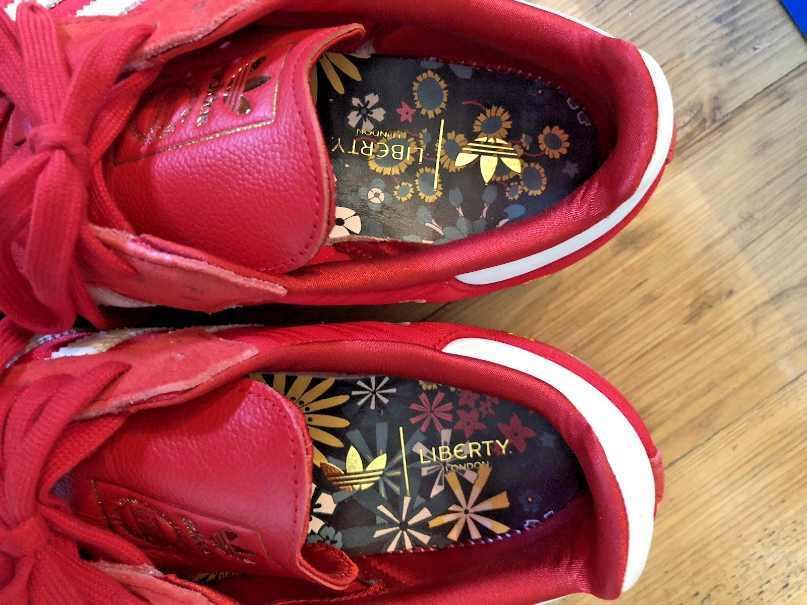 Liberty Adidas SAMBA OG W Trainers in Box, Red, Size 8.5, RRP £100 - worn once image 4