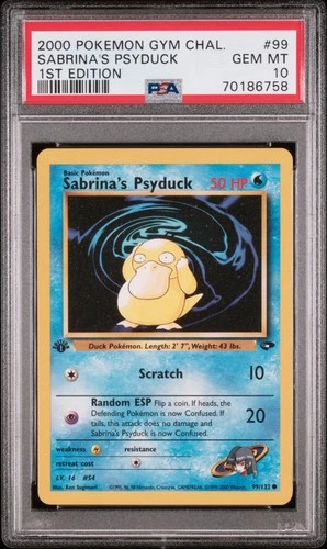 Sabrina's Psyduck 99/132 1st Edition Gym Challenge Pokemon PSA 10