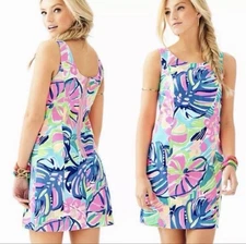 Lilly Pulitzer Cathy Shift Dress Multi Neon Exotic Garden 4 Floral Sleeveless