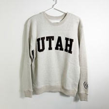 Utah College Soft Fleece Crewneck Sweatshirt Oatmeal Brown Adult Size Medium