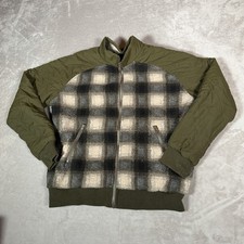 The Territory Ahead Jacket Mens Large Green Plaid Full Zip Bomber Sherpa Outdoor