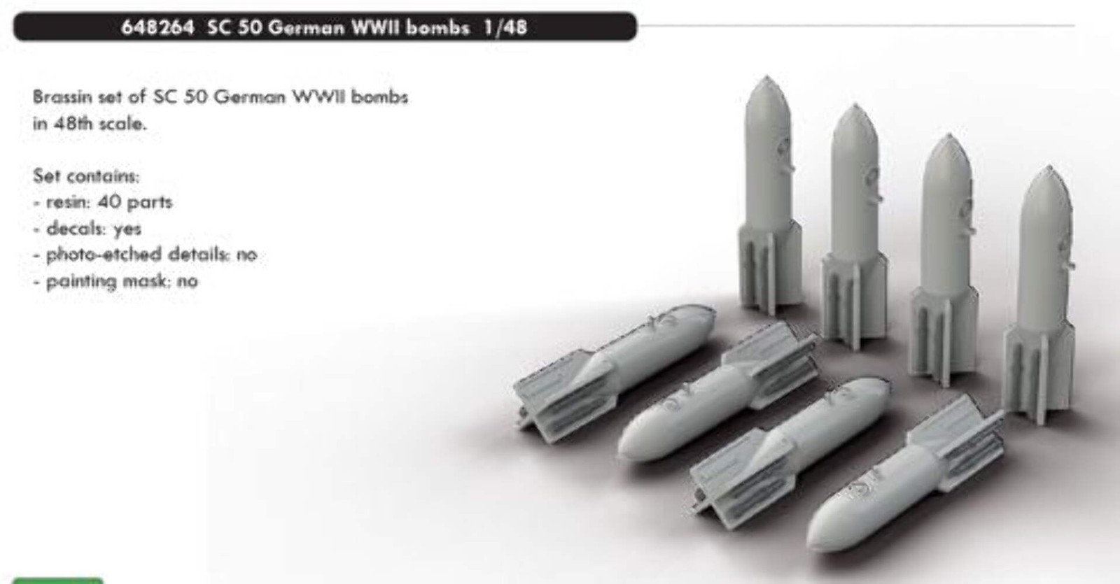 Eduard Brassin 648264 1:48 8 x German bombs SC-50