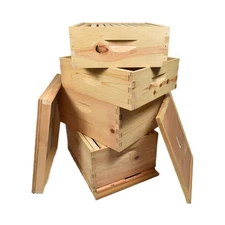 GLE4STACK Complete 4 Tier Bee Hive Kit Including 2 Frame Honey Extractor