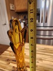 Vintage MCM Hand Blown 5 Finger Swung Vase Rootbeer Amber Color 10 3/4" — photo 3