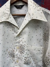 Vintage JC Penney Dagger Collar Button Up Shirt Atomic Disco L 70s