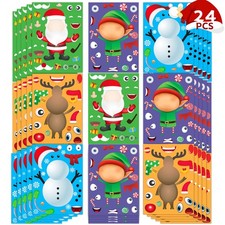 Christmas Stickers for Kids, 24 Sheets Make Your Own Santa Snowman