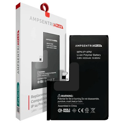 AmpSentrix Plus Battery for iPhone 14 Pro Max Replacement (No Message)