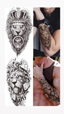 Temporäre Tattoos Körper Fake Einmal Tattoo Aufkleber  Löwe Krone König Skull