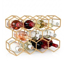Wine Rack 11 Bottle Holder Modern Metal Wire Storage for Countertop Table Top