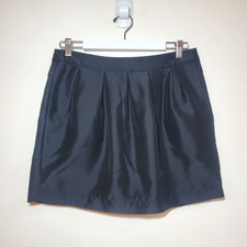 Barneys New York Black Pleated Mini Skirt Flared A-Line Size 8 Made in USA
