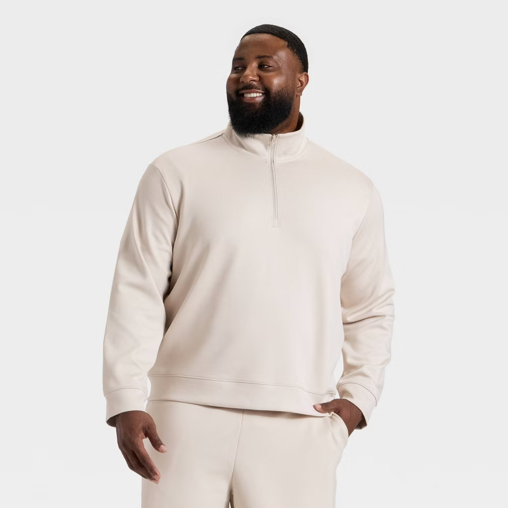 Mens Big Spacer Half Zip Sweatshirt - All In Motion Beige 3XL 3090₽