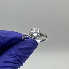 925 Sterling Silver CZ Solitaire Ring 3.4g Size 11 7.7mm Infinity Twist 424