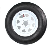 eCustomrim Radial Trailer Tire On White Spoke Wheel Rim ST205/75R15 LRC 5 Lug