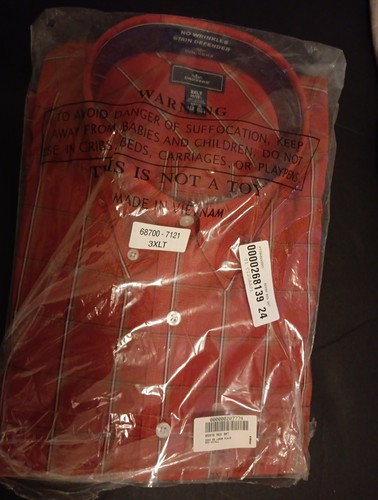 NIP Dockers Easy Care Shirt Men’s 3XL Orange-Red Short Sleeve Button Down Loose