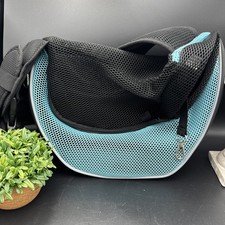 EUC YUDODO Pet Dog Cat Sling Carrier Bag Breathable Mesh Travel M Black Blue
