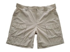Columbia PFG Omni-Shade Cargo Shorts Men XXL Beige Stretch Fishing Outdoor