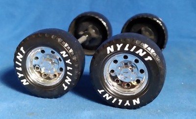 Mint Lot of 4 Never Used Nylint Semi Trailer Tires,Rims,Axles Original Parts