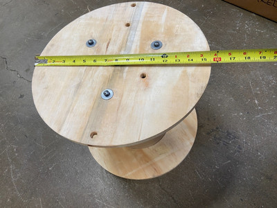 SKID OF 36 REELS 15 1/2 INCH ROUND 13 INCH TALL 8 INCH DRUM 1 1/4'' ARBOR HOLE