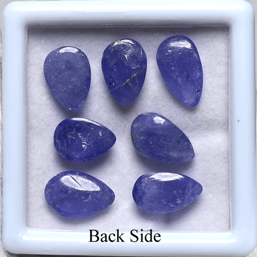 Lot 7 Pcs Natural Tanzanite Hi-Quality Untreated 10-12mm Pear Cabochon Gemstones - Picture 9 of 12