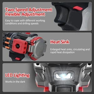 (UK Plug & 2 Battery)Hammer Drill 16.8V Brushless Power Drill Tool Set SLK