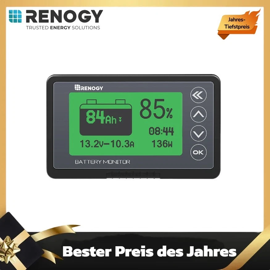 RENOGY Batterie Monitor  500A  12V/24V/36/48V, hochpräziser Batteriemonitor