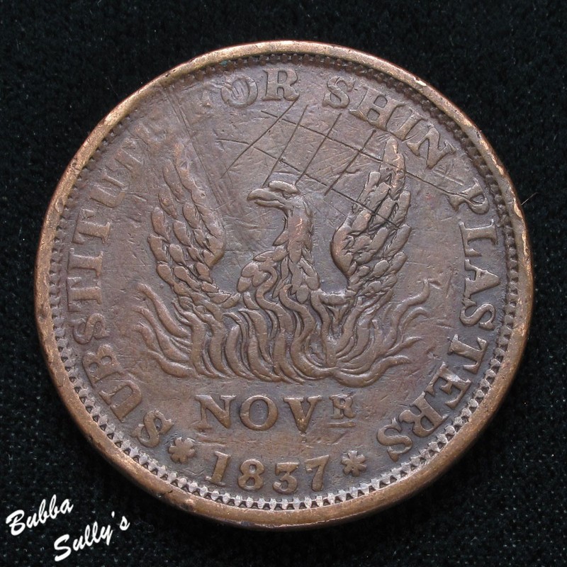 1837 Hard Times Token SUBSTITUTE FOR SHIN PLASTERS/MAY TENTH F Details