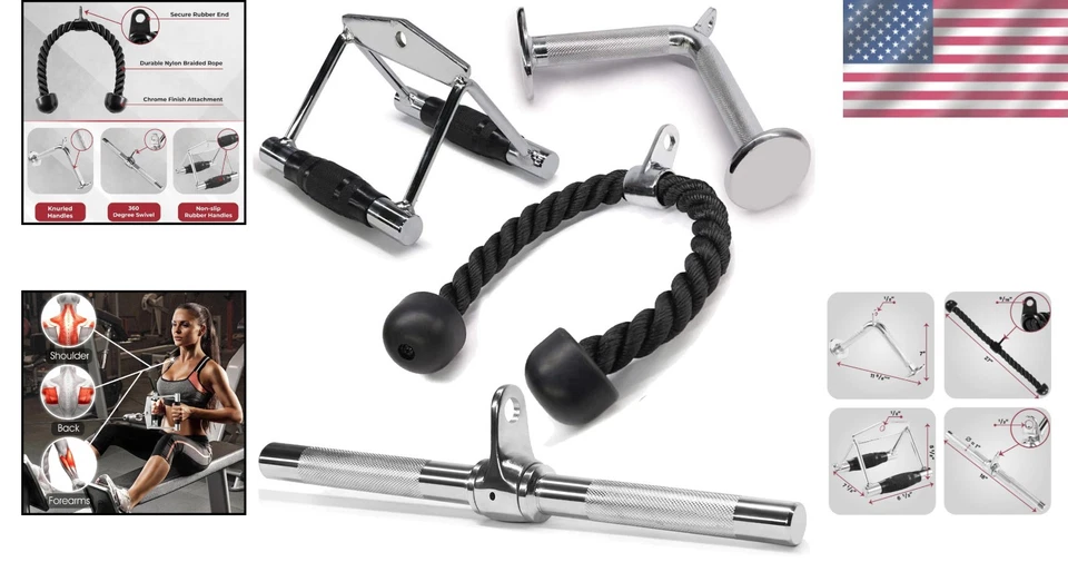 Heavy-Duty Tricep Press Down Cable Machine Attachments - Non-Slip Grip Design - Image 2 of 4