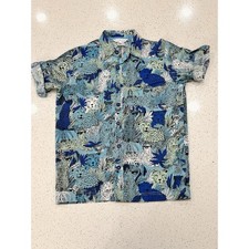NWOT Little Marc Jacobs Boys Graphic Print Jungle SL Shirt Sz 8 / 126 Blue Green