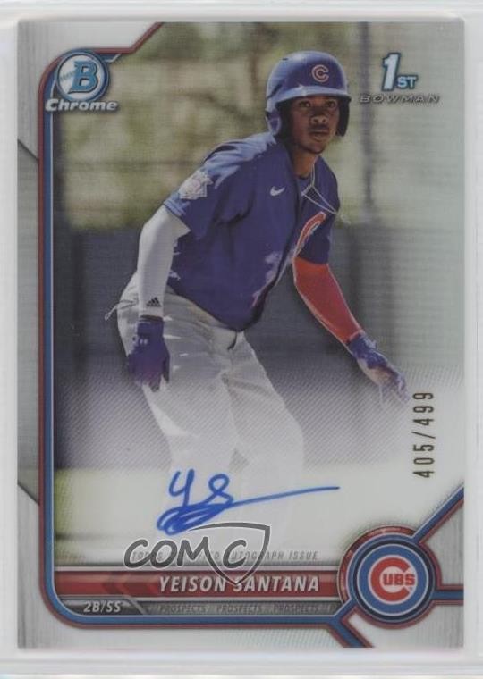 2022 Bowman Chrome Prospect Refractor 405/499 Yeison Santana #CPA-YS Auto 3p9