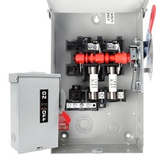 60 Amp Disconnect Box, 3 Pole Fusible Safety Switch, 110/240V, Heavy Duty Metal