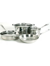 All-Clad D3 5-Ply Stainless Steel Cookware 7 Piece Pots and Pans Set -- Silver