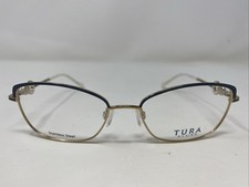 TURA XLUXE K144 SLA 56-18-140 B:37 Blue/Gold Full Rim Eyeglasses Frame J940