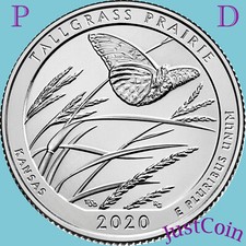 2020 P&D TALLGRASS PRAIRIE (KS) NATIONAL PRESERVE TWO UNCIRCULATED QUARTERS SET