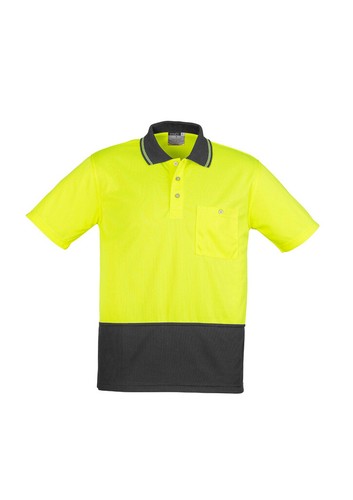 Syzmik Unisex Hi Vis Basic Spliced Short Sleeve Polo with Chest Pocket - Picture 6 of 13