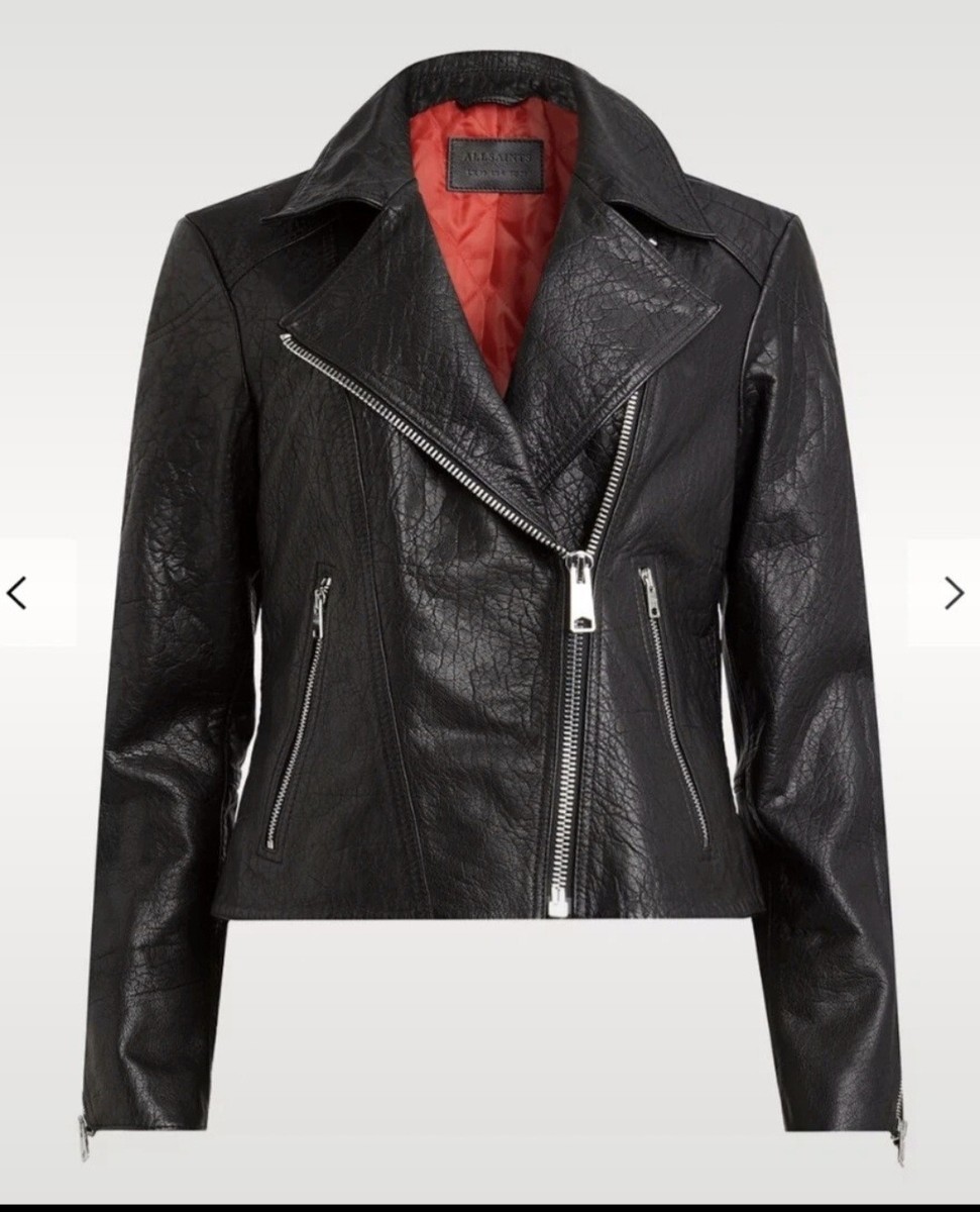 AllSaints NEW Lux Pataya Black Leather Biker Jacket Medium UK 10