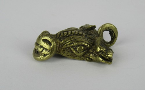 Unusual African Brass Or Bronze Ox Head Pendant - Picture 2 of 5