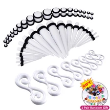 16-52Pcs Ear Stretching Kit Acrylic Tapers Spiral Plugs Beginner Gauges 14G-00G