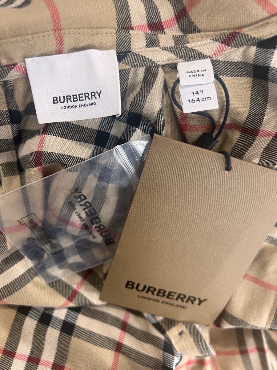BURBERRY 14Y-164 2回着用 美品♪︎ BURBERRY Beige Cotton Check Pattern Girl's Dress Marked as