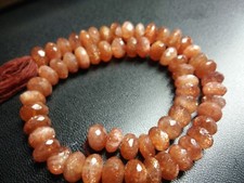 NATURAL SUNSTONE RONDELLE FACETED BEADS 9 MM GEMSTONE BEADS 6.5" STRANDS