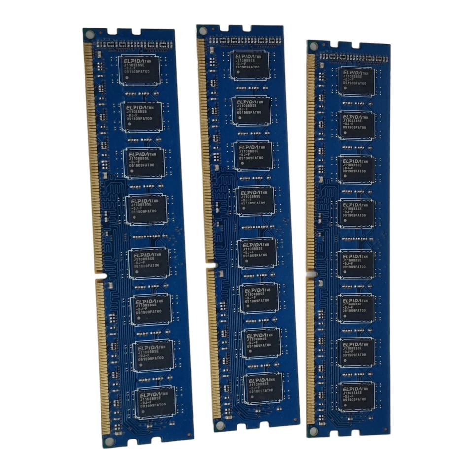 3pcs Elpida 2GB 2Rx8 PC3-10600U DDR3 1333Mhz 240pin DIMM RAM Desktop Memory - Image 2 of 4