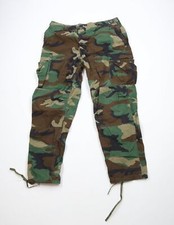 Vtg 80s US Military Mens L Camouflage Double Knee Cargo Combat Trousers Pants