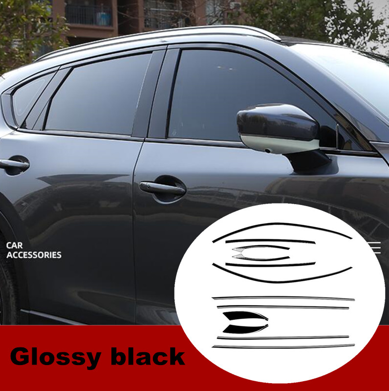 Fit for Mazda CX-5 19-23 Black Stainless Car Window Glass Strip Cover Trim N