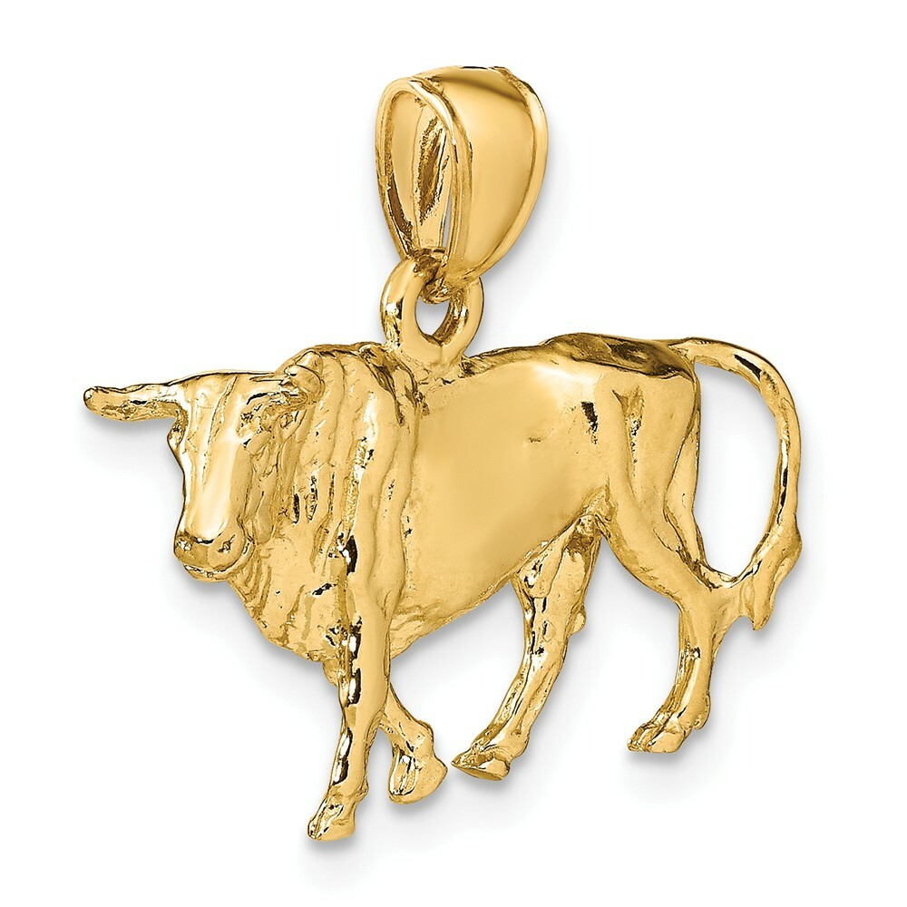 sale◆camila alves◆ゴールドチャーム♪ワイヤー入りトップ 14k 14kt Yellow Gold 3-D BULL W/ HORNS Charm PENDANT 21.54