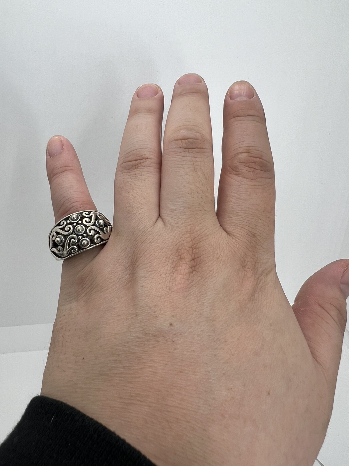 Solid Sterling Silver Bali Style Ring Size 9.25 - image 8