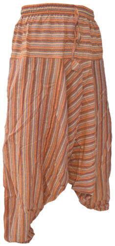 Pantalone uomo casual cotone leggero multicolore a righe estivo Aladdin hippie harem - Foto 3 di 36
